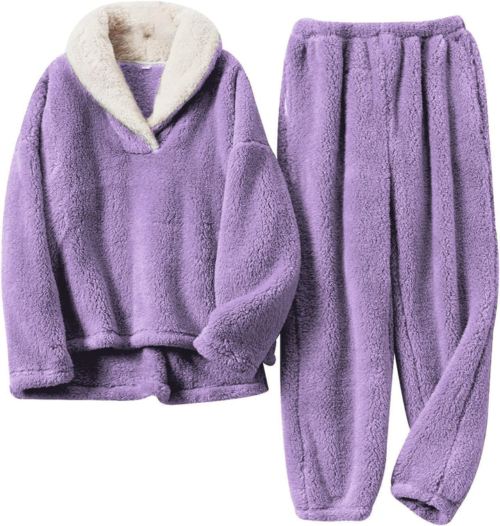 Lyvande | Ensemble Pyjama Polaire Femme Capuche - Cream - Image 6