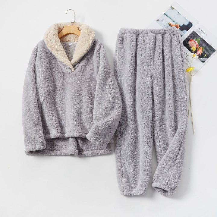 Lyvande | Ensemble Pyjama Polaire Femme Capuche - Cream - Image 7