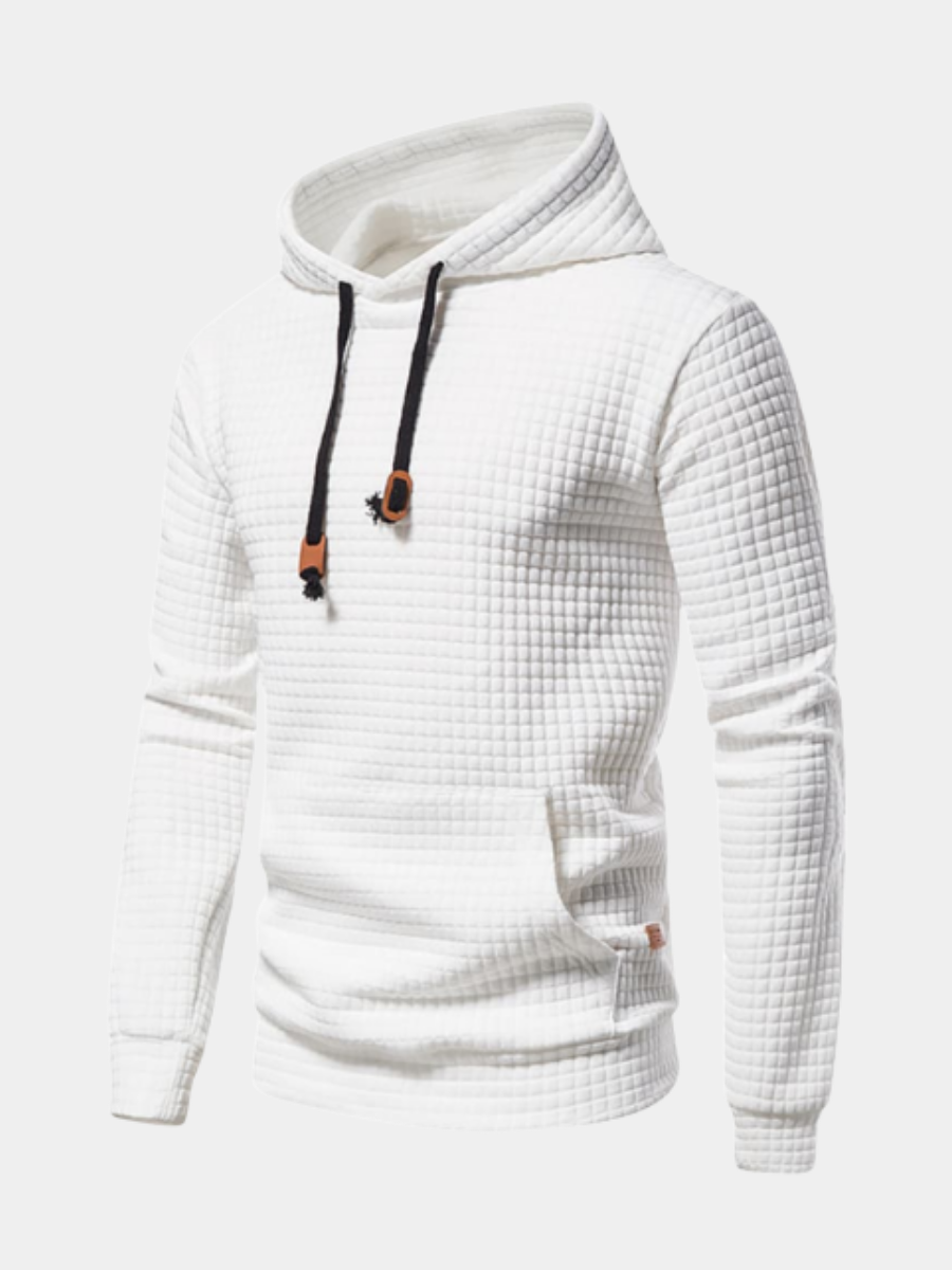 Lyvorn | Homme Sweat à Capuche Gaufré Kangourou - White - Image 1