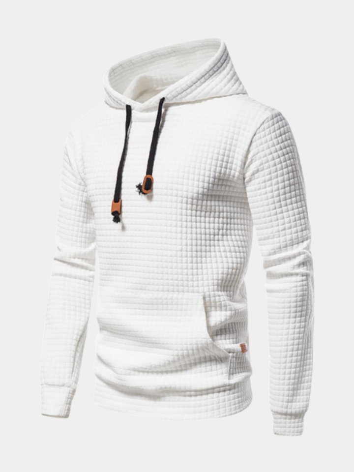 Lyvorn | Homme Sweat à Capuche Gaufré Kangourou - White - Image 1