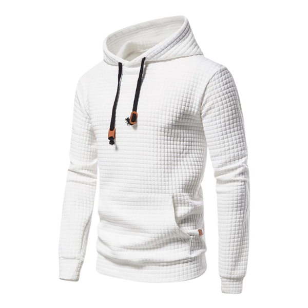 Lyvorn | Homme Sweat à Capuche Gaufré Kangourou - White - Image 2