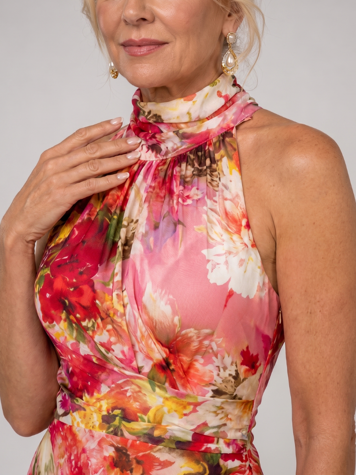 Lyvorne | Femme Robe de Soirée Longue Fleurie Col Halter - Image 4