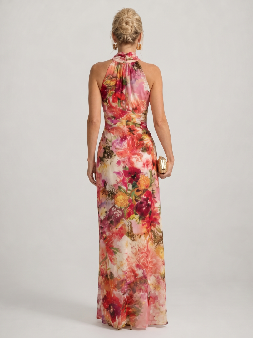 Lyvorne | Femme Robe de Soirée Longue Fleurie Col Halter - Image 5