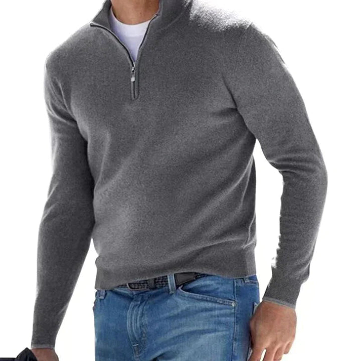 Marvail | Homme Pull Demi-Zip Col Montant - Grey - Image 1