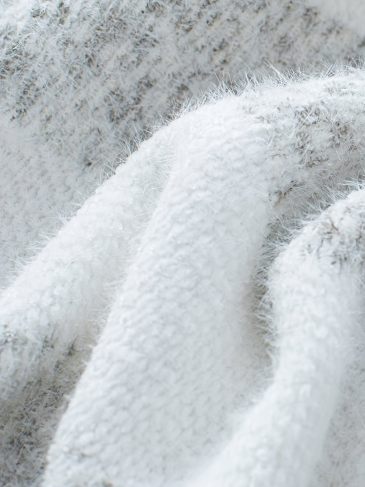 Marvelle | Femme Pull Col Roulé Rayé Oversize - White - Image 6