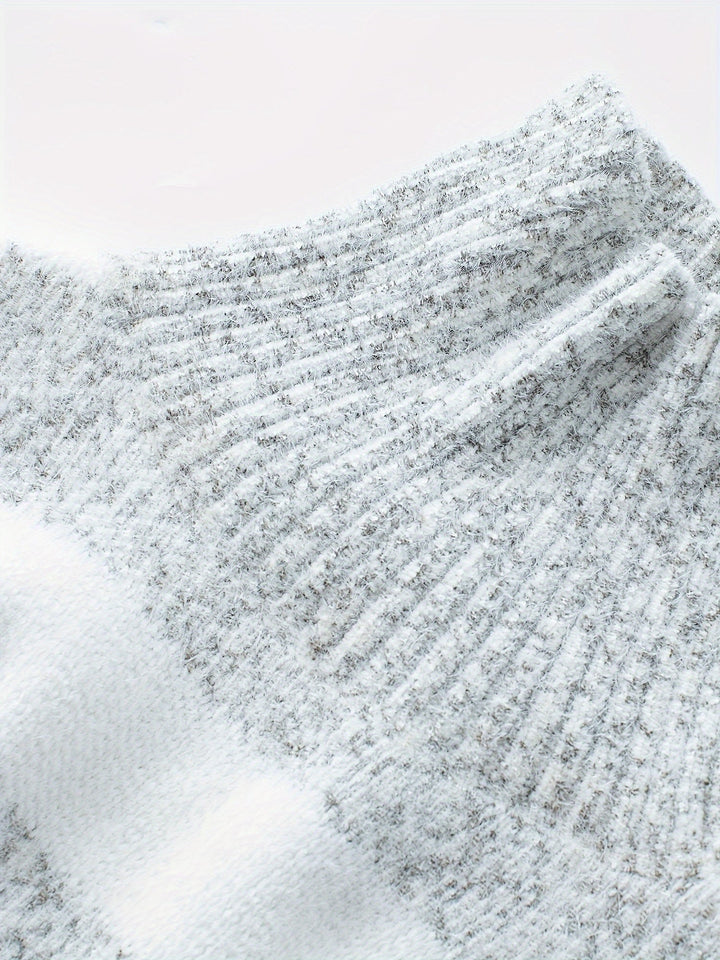 Marvelle | Femme Pull Col Roulé Rayé Oversize - White - Image 7