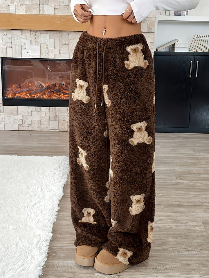 Marvèle | Femme Pantalon Polaire Large Ours Hiver - Dark Brown - Image 1