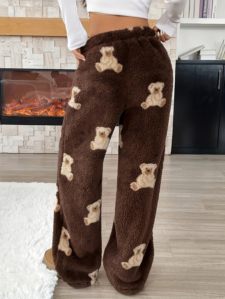 Marvèle | Femme Pantalon Polaire Large Ours Hiver - Dark Brown - Image 3