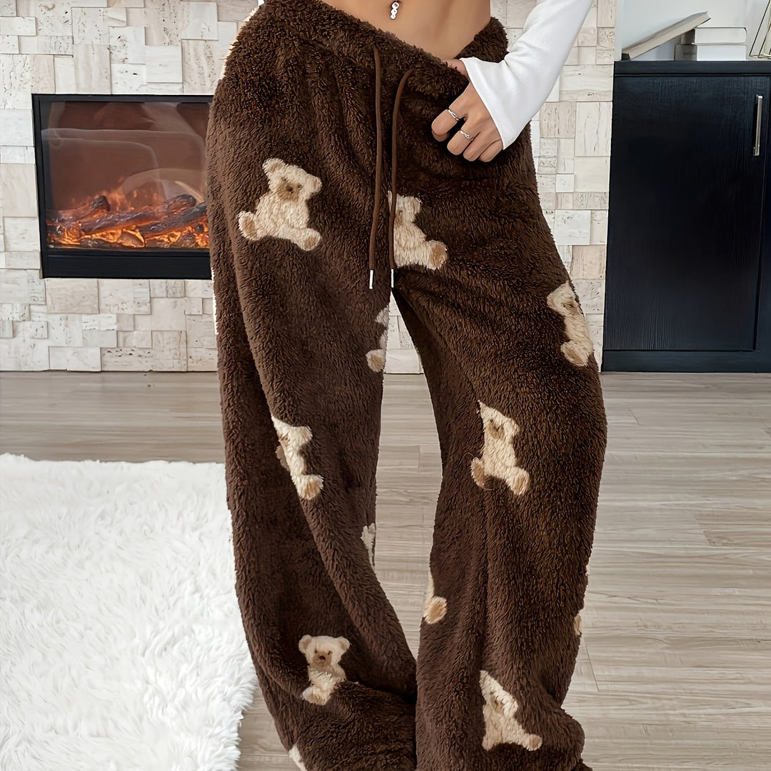Marvèle | Femme Pantalon Polaire Large Ours Hiver - Dark Brown - Image 6
