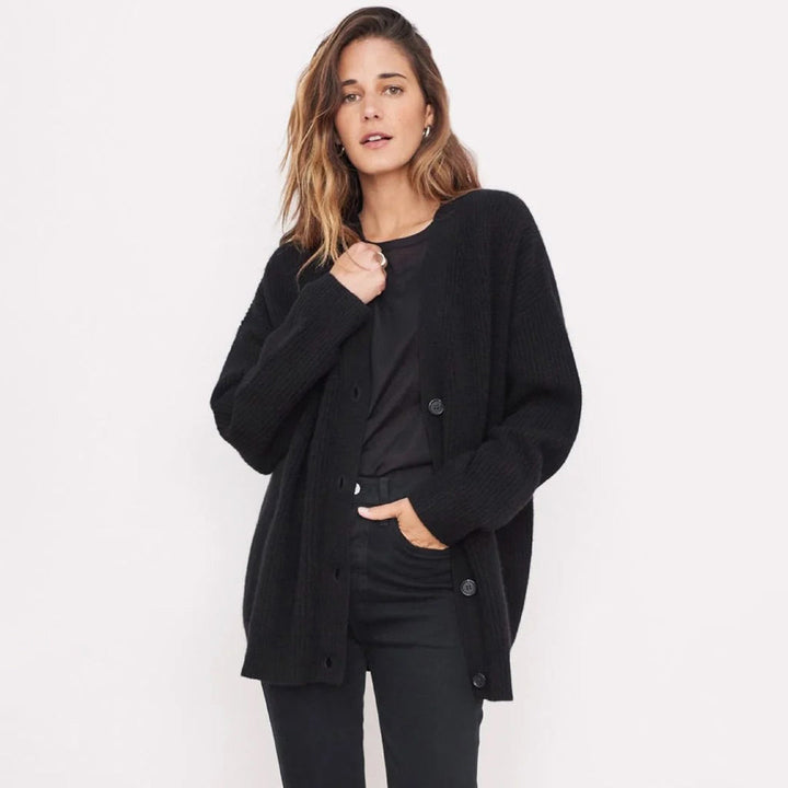 Melvaine | Cardigan Femme Oversize Col V - Black - Image 3