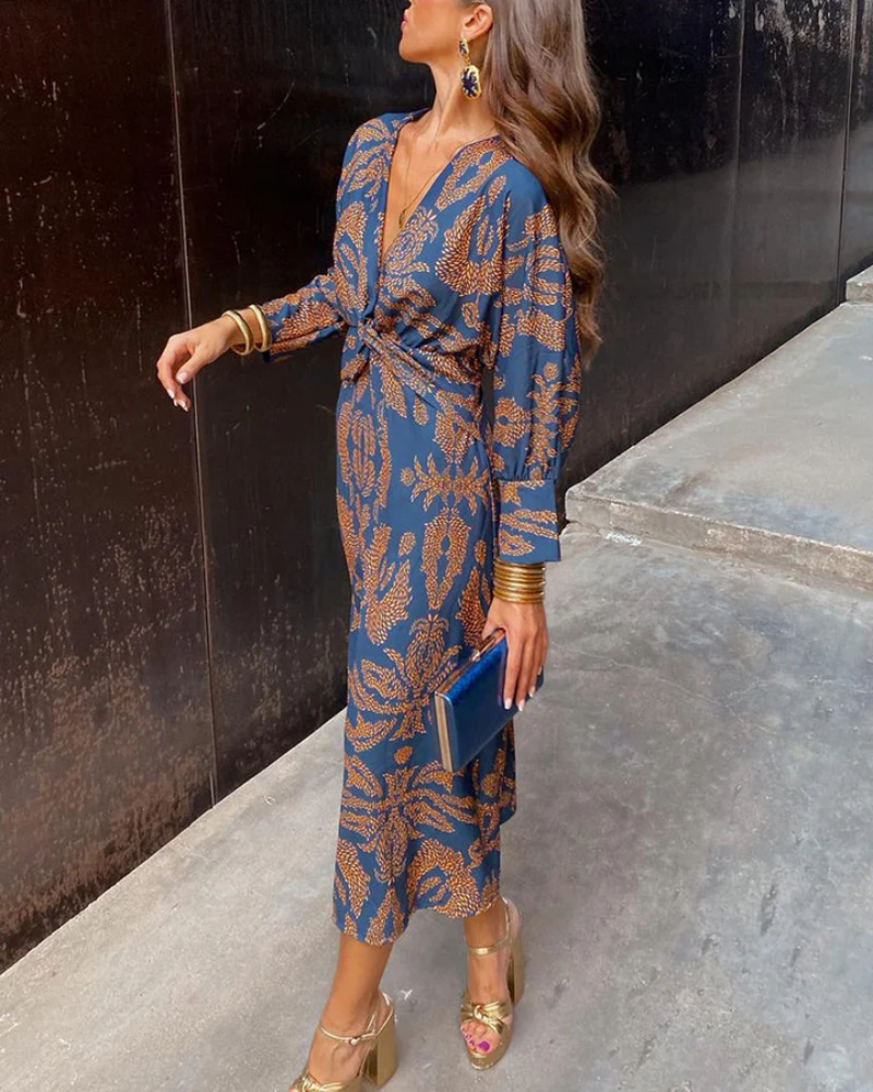 Melvane | Femme Robe de Soirée Longue Col V Imprimé - Image 12