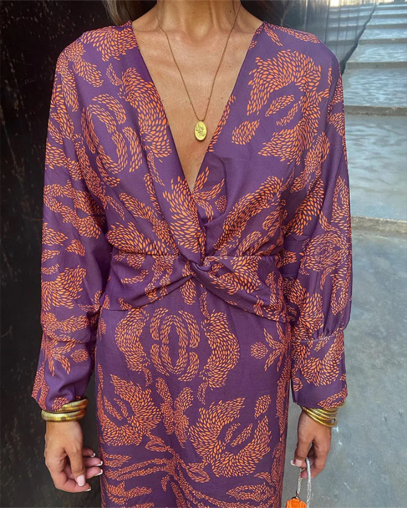 Melvane | Femme Robe de Soirée Longue Col V Imprimé - Image 2