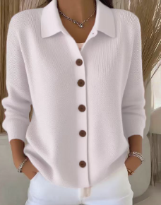 Melvane | Gilet Femme Col Chemise Maille Douce - Blue - Image 8