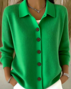 Melvane | Gilet Femme Col Chemise Maille Douce - Blue - Image 9