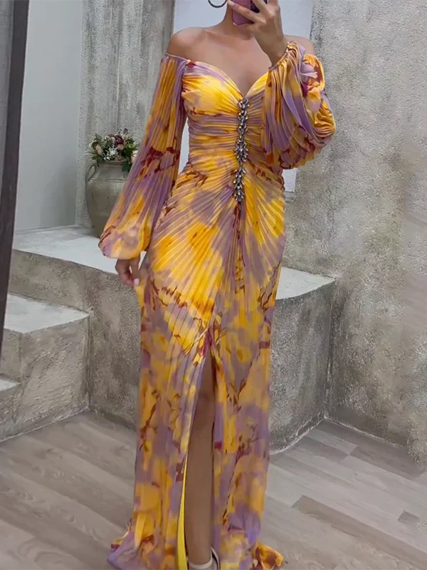 Meredith | Women's Off Shoulder Long Sleeve Maxi Dress - Image 2
