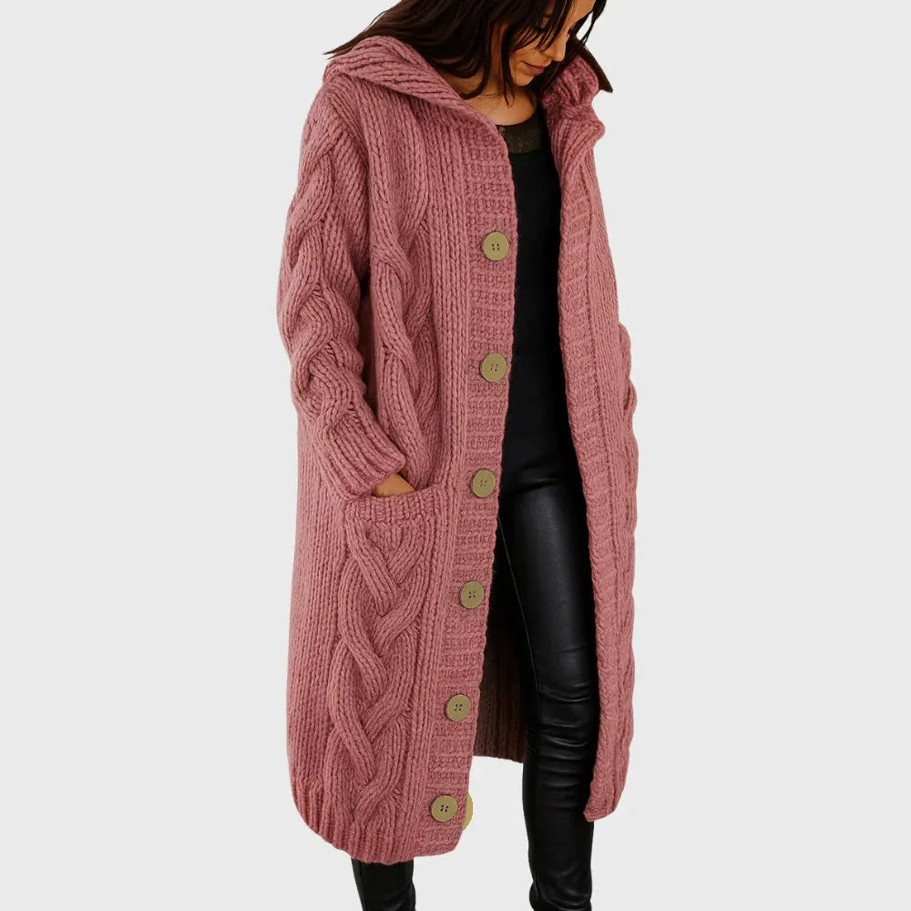 Mirabel | Women's Hooded Long Sleeve Cardigan Coat - Image 2