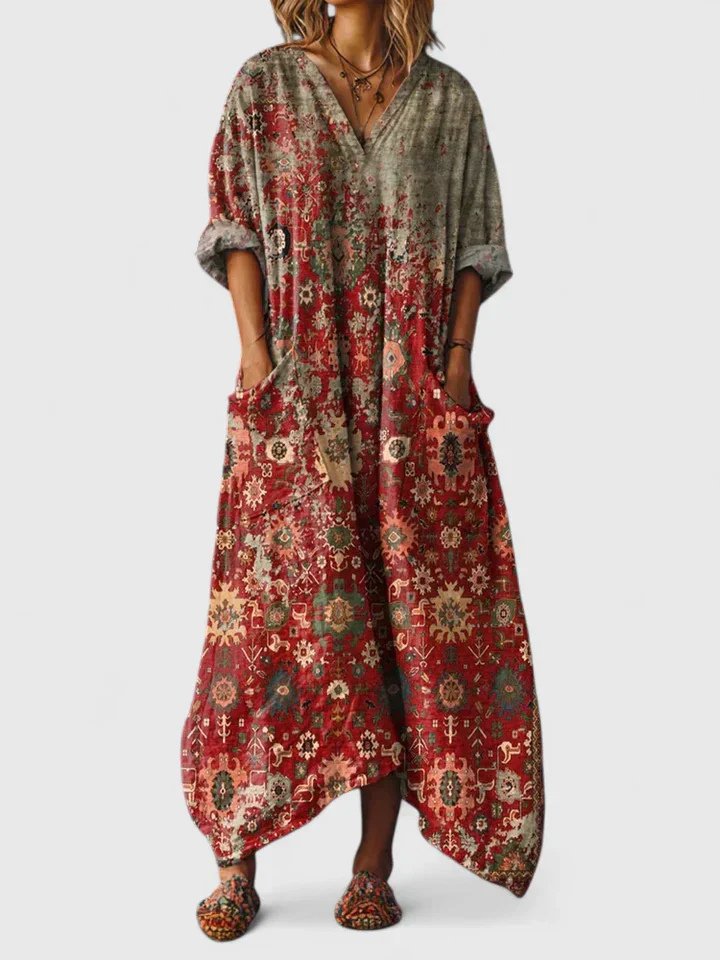 Mireille | Women's Boho Paisley Oversized Maxi Dress - Image 2