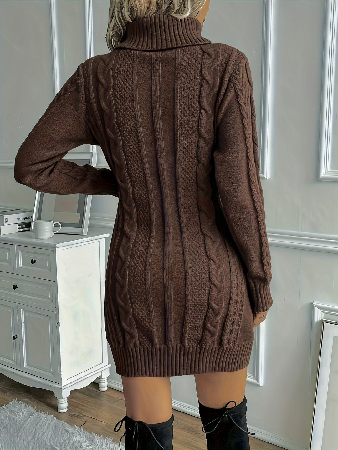 Molvène | Femme Robe Pull Col Roulé Torsadée - Image 10