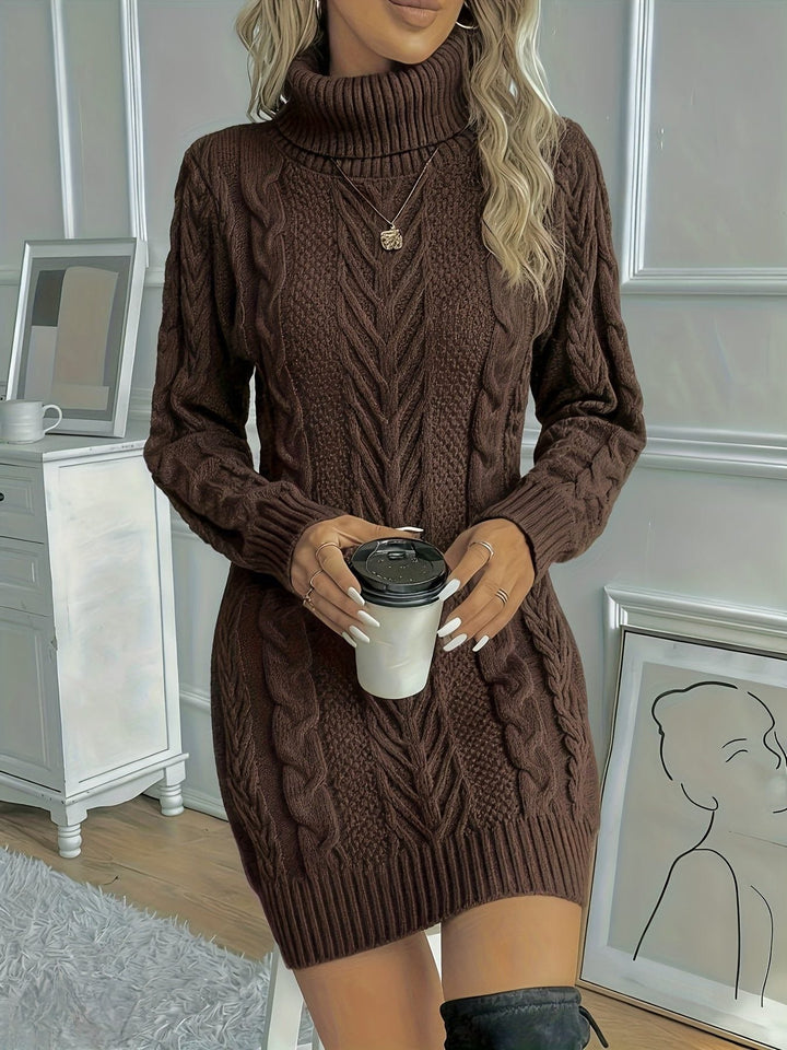 Molvène | Femme Robe Pull Col Roulé Torsadée - Image 3