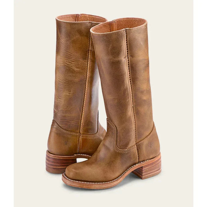 Morvaine | Bottes Campus Cuir Femme Talon Bloc - Camel - Image 1