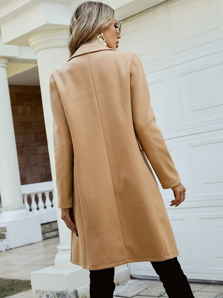 Nelvane | Femme Manteau Double Boutonnage Mi-Long - Camel - Image 3