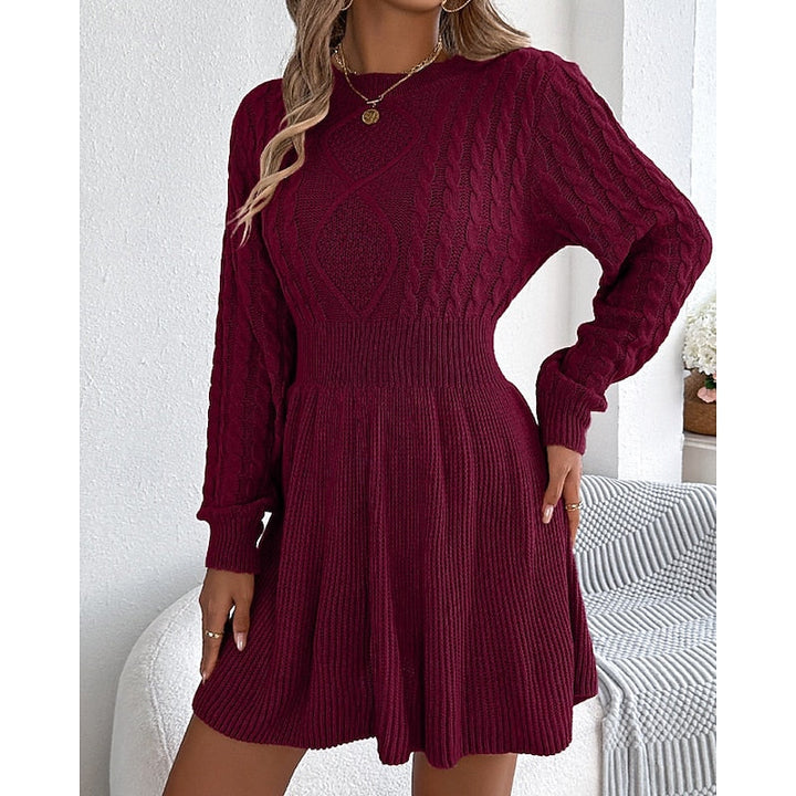Nelvhire | Femme Robe Pull Torsadée Col Rond Mini - Grey - Image 7