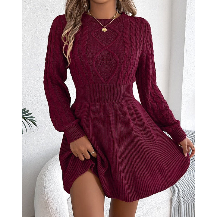 Nelvhire | Femme Robe Pull Torsadée Col Rond Mini - Grey - Image 8