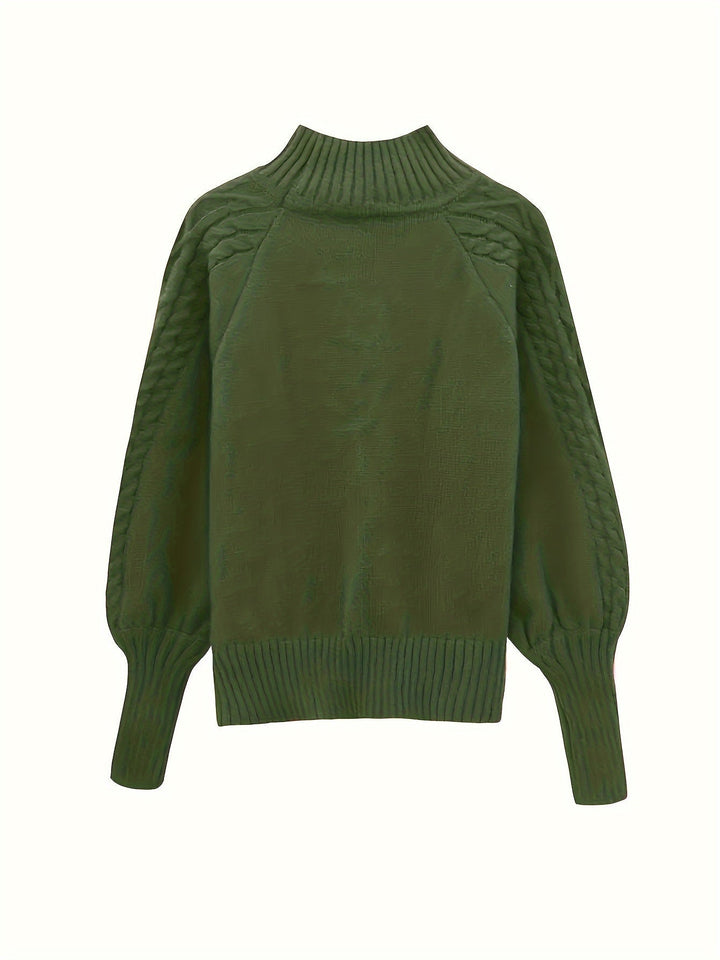 Nelvire | Pull Col Roulé Femme Torsadé Oversize - Green - Image 6