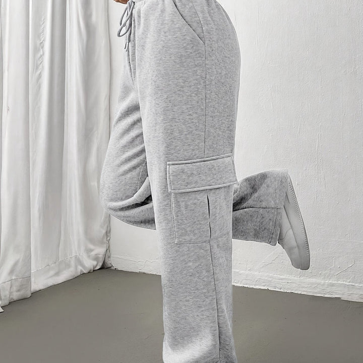 Nelvorde | Femme Pantalon Jogging Cargo Coupe Large - Light Grey - Image 1