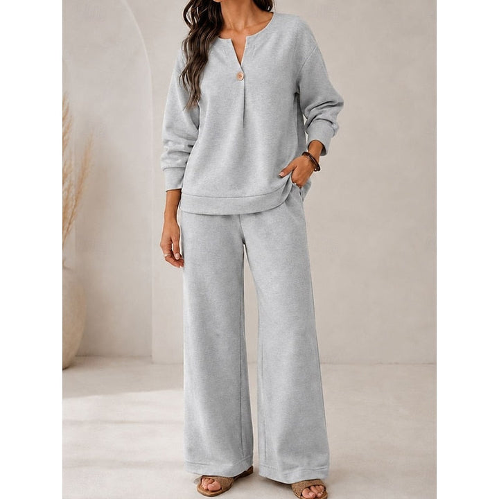 Nilvande | Femme Ensemble Loungewear Pantalon Large - Beige - Image 4