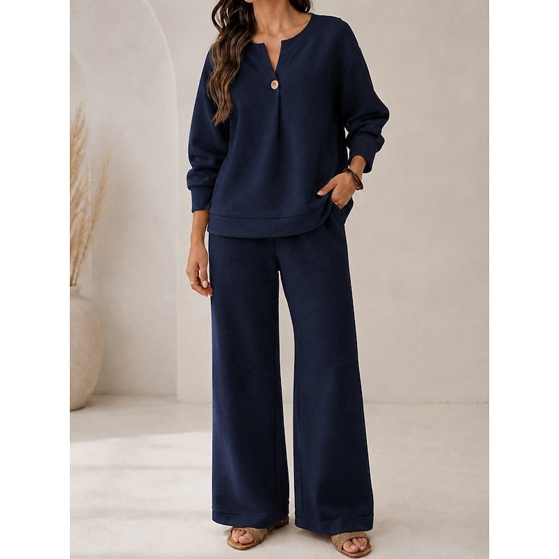 Nilvande | Femme Ensemble Loungewear Pantalon Large - Beige - Image 5