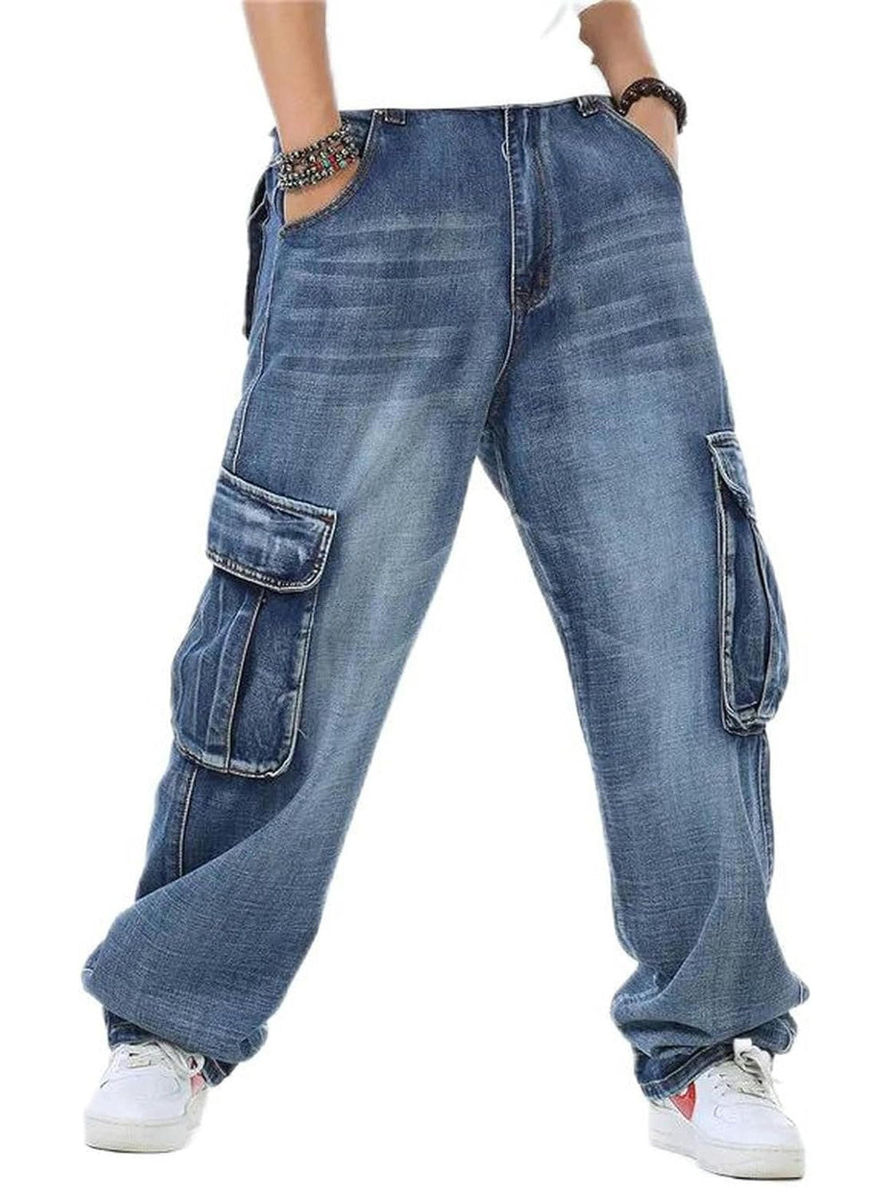 Énoch | Homme Jean Cargo Baggy Délavé - Blue - Image 2