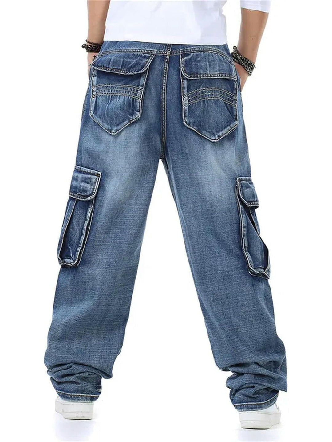 Énoch | Homme Jean Cargo Baggy Délavé - Blue - Image 3