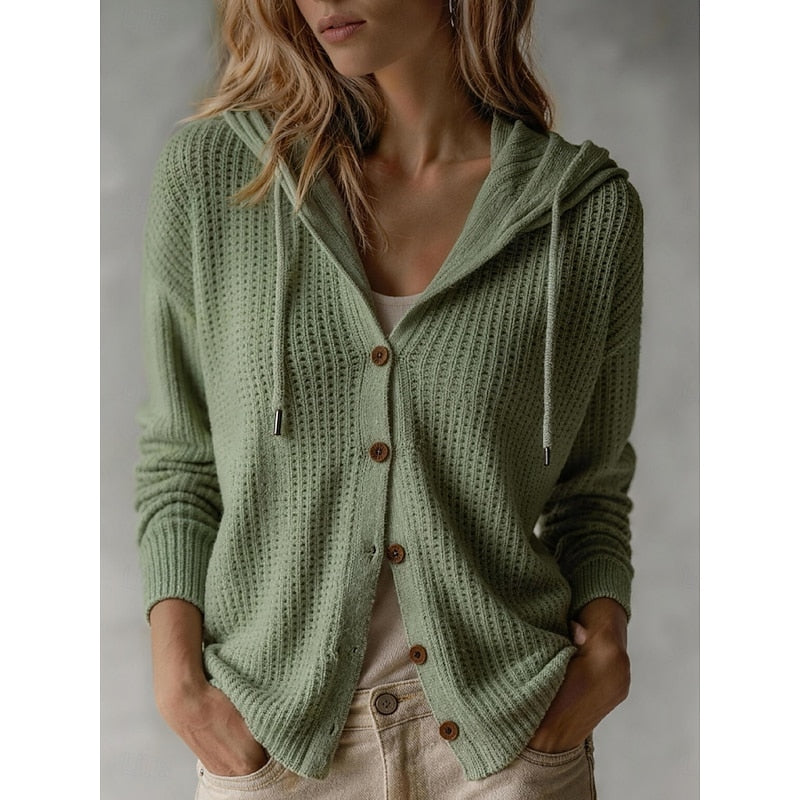 Énolinde | Cardigan à Capuche Femme Boutonné - Brown - Image 2