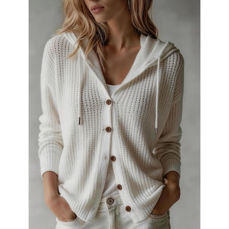 Énolinde | Cardigan à Capuche Femme Boutonné - Brown - Image 3