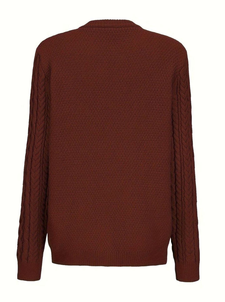 Nolvaine | Cardigan Torsadé Femme à Poches Boutonné - Dark Brown - Image 7