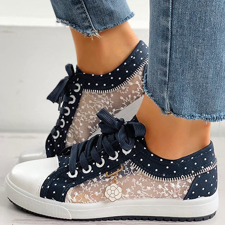 Nolvaire | Baskets Femme à Pois Lacets Semelle Confort - Image 1