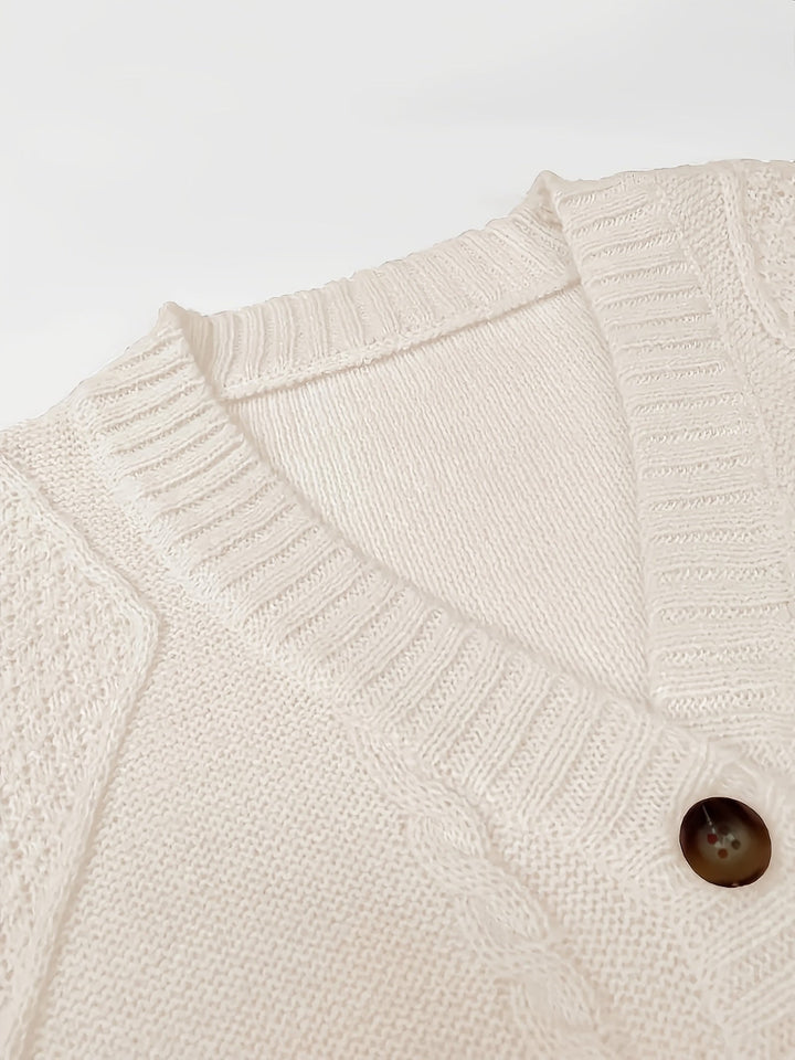 Nolvaire | Gilet en Maille Torsadée Femme Col V - Light Pink - Image 11