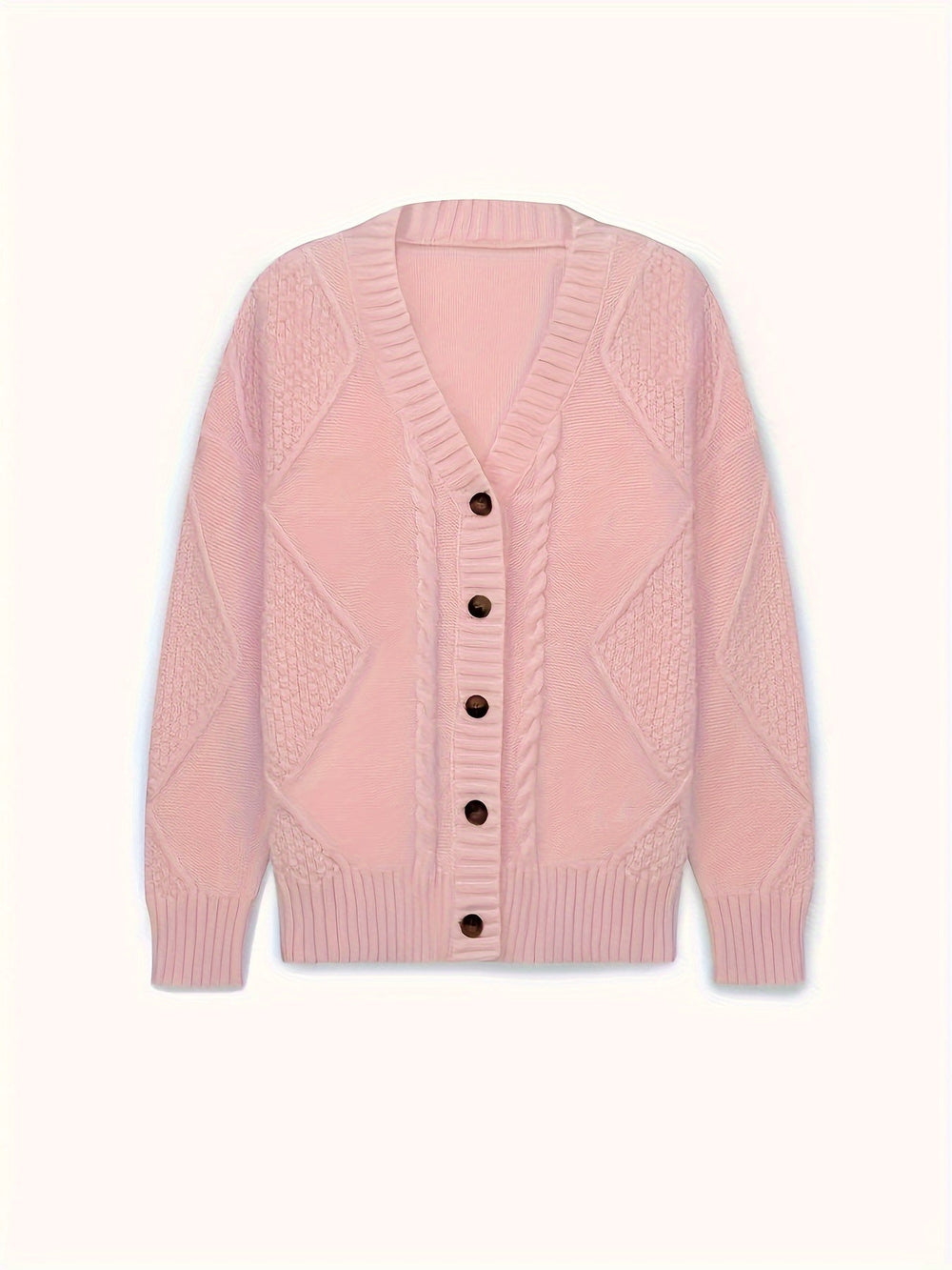 Nolvaire | Gilet en Maille Torsadée Femme Col V - Light Pink - Image 2