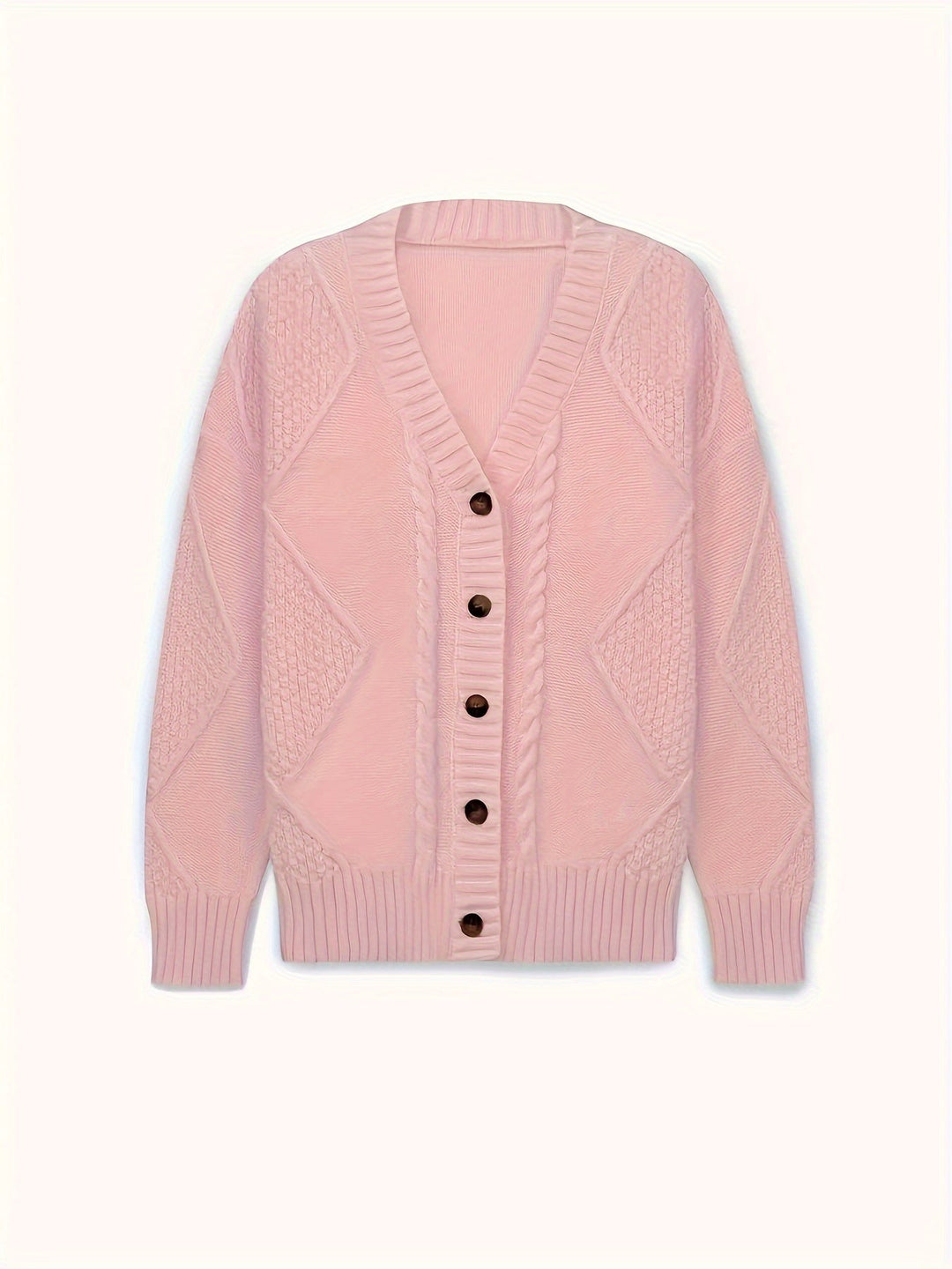 Nolvaire | Gilet en Maille Torsadée Femme Col V - Light Pink - Image 2