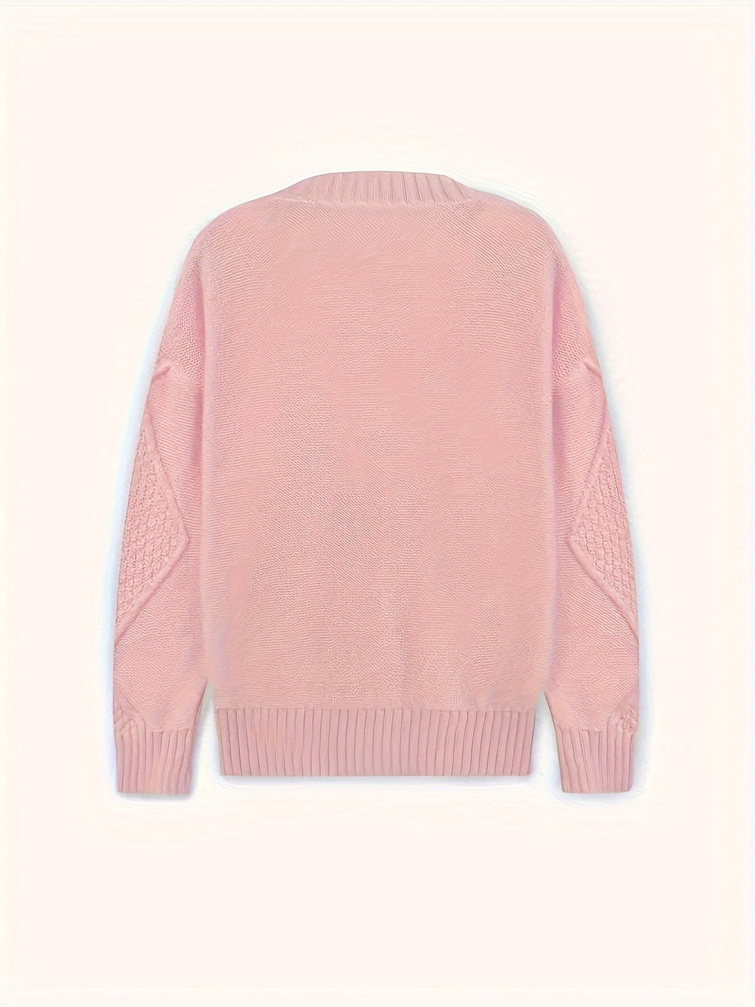 Nolvaire | Gilet en Maille Torsadée Femme Col V - Light Pink - Image 3