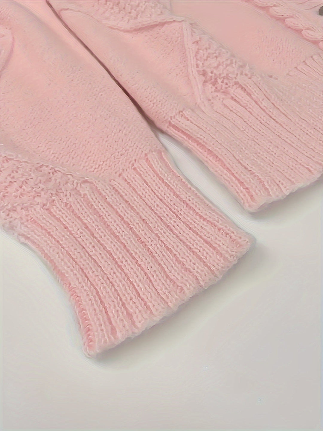 Nolvaire | Gilet en Maille Torsadée Femme Col V - Light Pink - Image 4