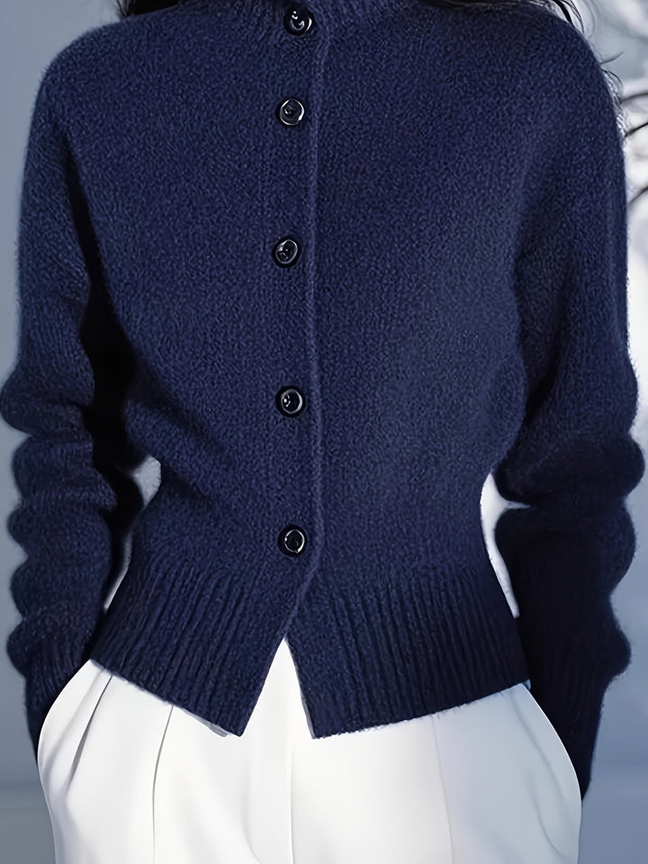 Nolvire | Femme Cardigan Col Montant Boutonné - Red - Image 10