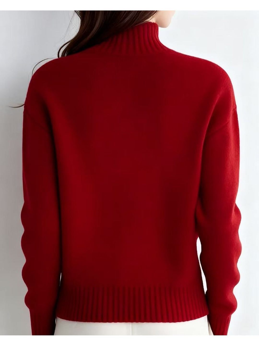 Nolvire | Femme Cardigan Col Montant Boutonné - Red - Image 4