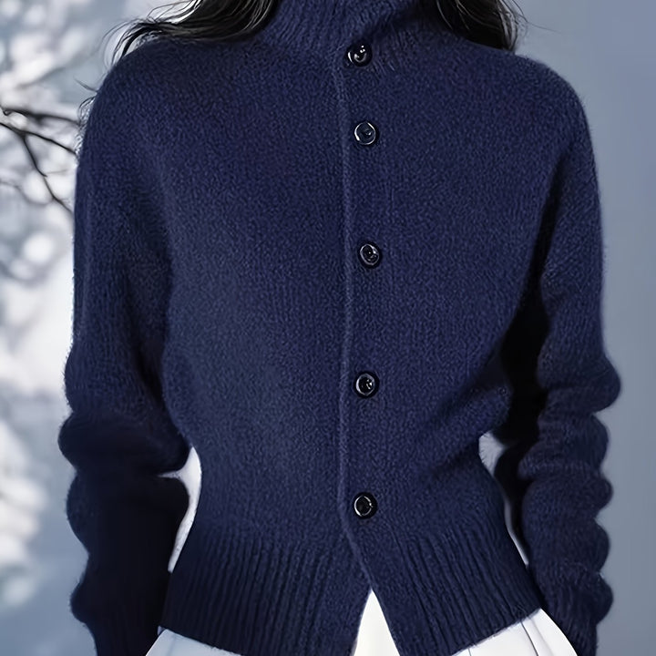 Nolvire | Femme Cardigan Col Montant Boutonné - Red - Image 7
