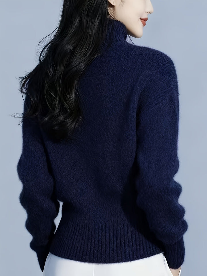 Nolvire | Femme Cardigan Col Montant Boutonné - Red - Image 9