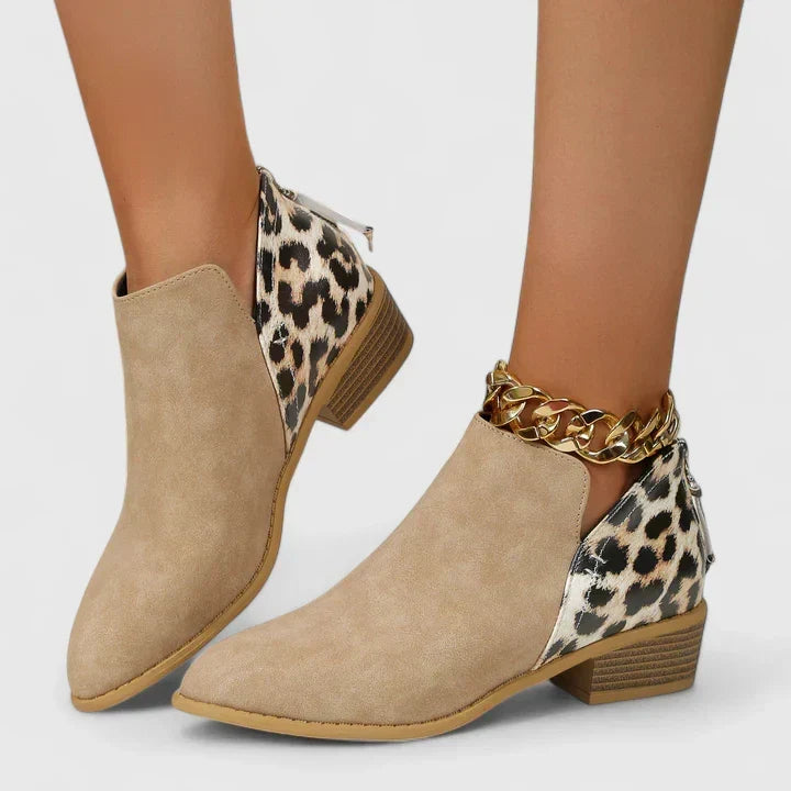 Nolvène | Bottines Femme Léopard Chaîne Dorée - Image 5