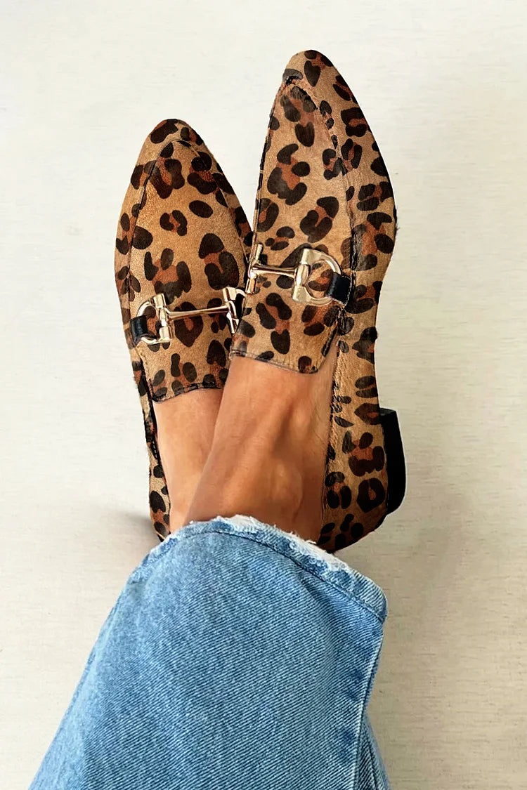 Nolvène | Femme Mocassins Imprimé Léopard Mors Doré - Leopard - Image 1