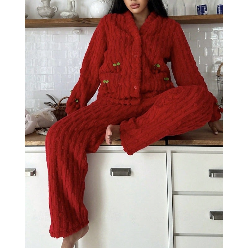 Nolvïre | Femme Ensemble Pyjama Polaire Deux Pièces - Pink - Image 11