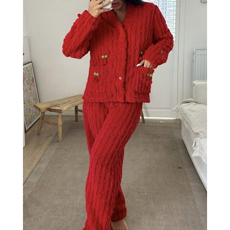 Nolvïre | Femme Ensemble Pyjama Polaire Deux Pièces - Pink - Image 12